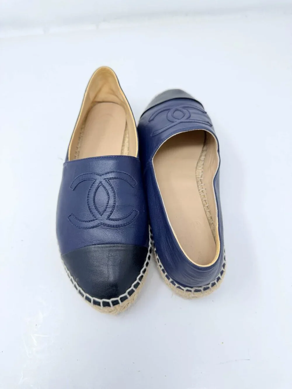 Chanel Leather Espadrilles - Navy & Black